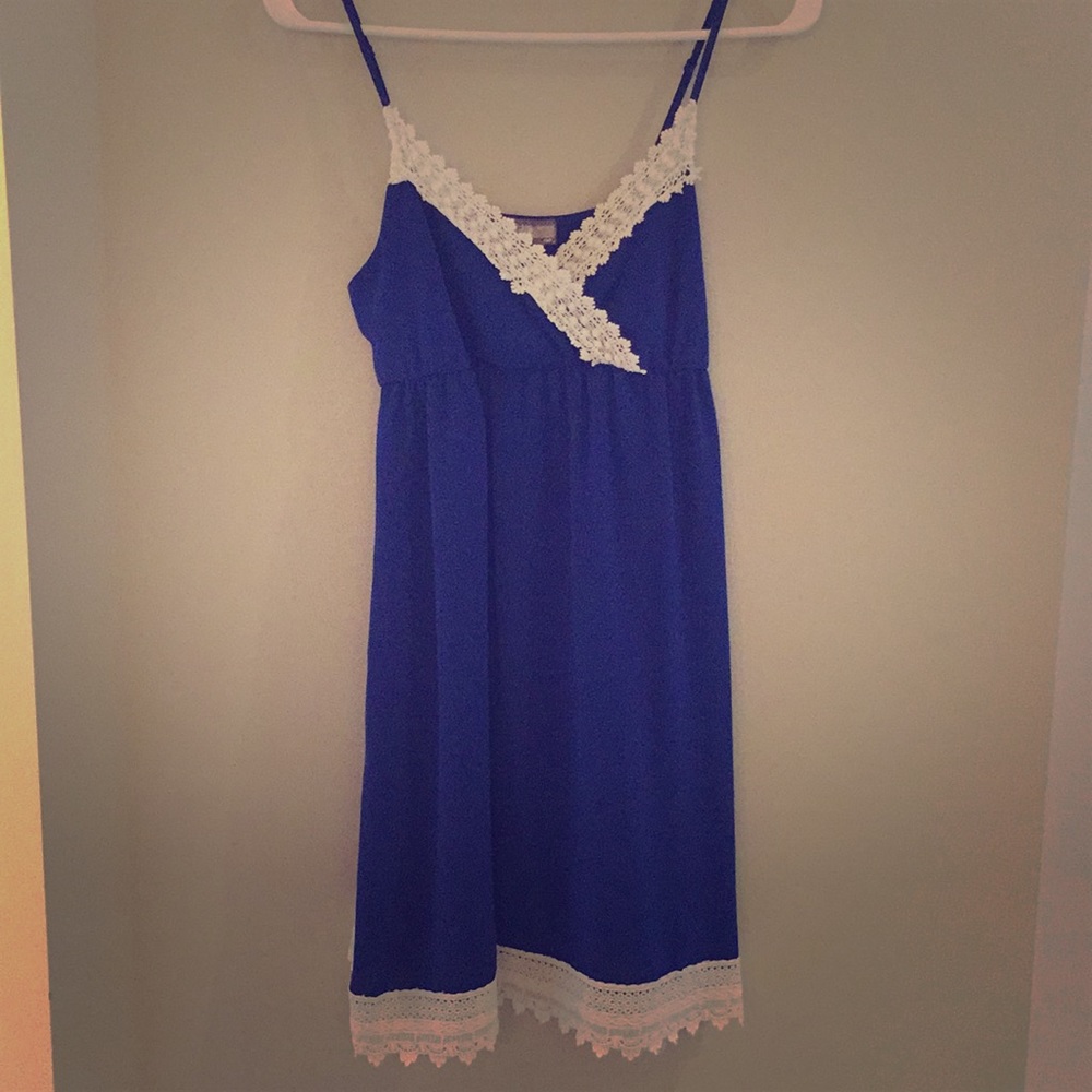 Cute blue dress with lace trim